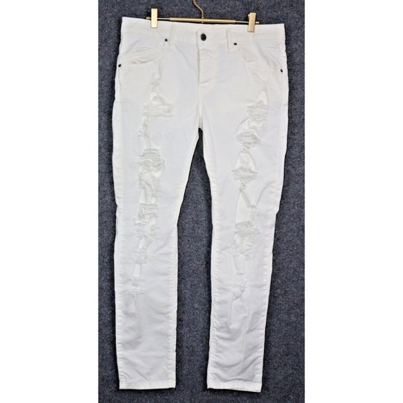 Takeshy Kurosawa Other - Takeshy Kurosawa Pants Men 34 White 31" TK08 BART Slim Twill Distressed Fray EUC